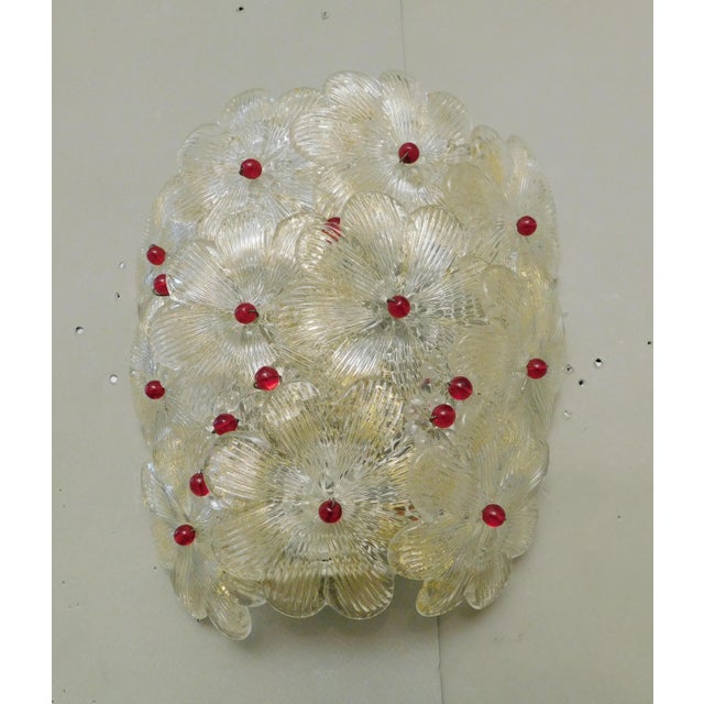 Italian 1960s Italian Millefiori Gold and Red Murano Glass Sconce For Sale - Image 3 of 9