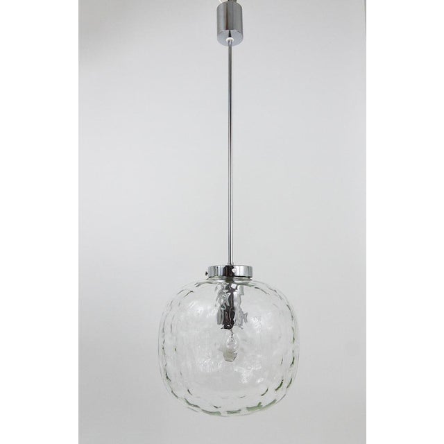 Large Bubble Melting Glass and Chrome Globe Pendant Lamp, Germany, 1970s For Sale - Image 15 of 18