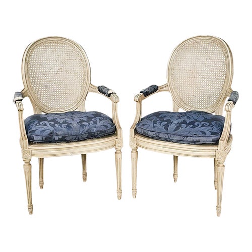 Pair of Belle Époque Louis XVI Painted Armchairs, France Circa 1900