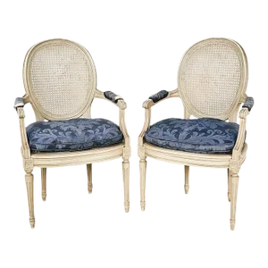 Pair of Belle Époque Louis XVI Painted Armchairs, France Circa 1900