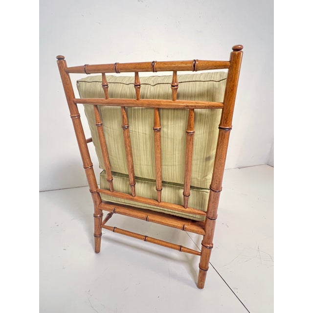 Textile Martha Stewart for Bernhardt French Chippendale Style Faux Bamboo Lounge Chair For Sale - Image 7 of 9