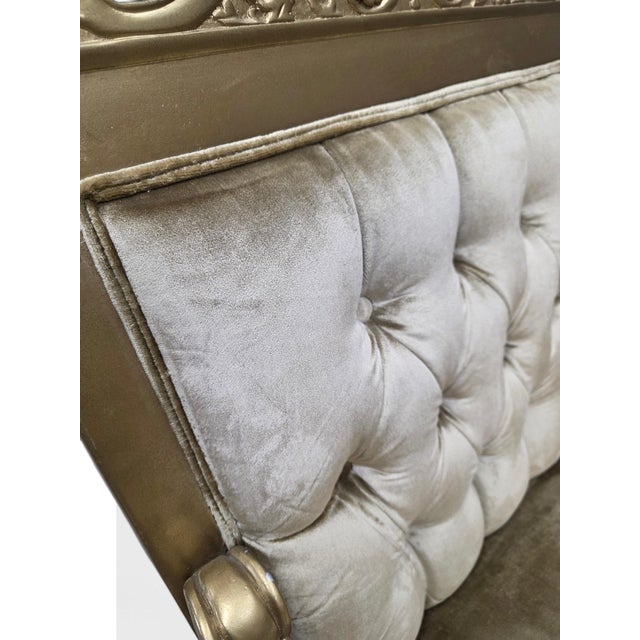 Mid 20th Century Vintage Neoclassical Empire Swan Arm Giltwood Lounge Chairs Newly Reupholstered - Pair For Sale - Image 5 of 8
