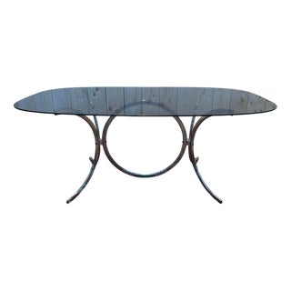 Glass and Chrome Dining Table For Sale