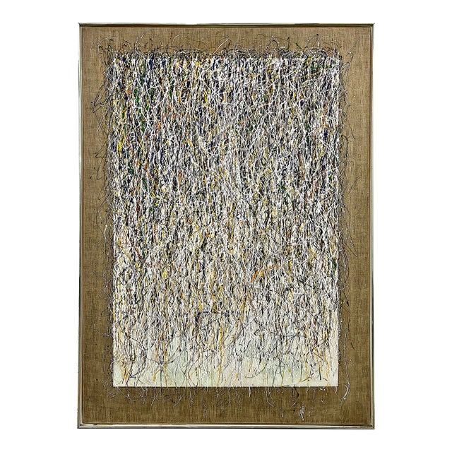 Abstract Expressionism in a Large Mid-Century Modern Dripped Painting For Sale