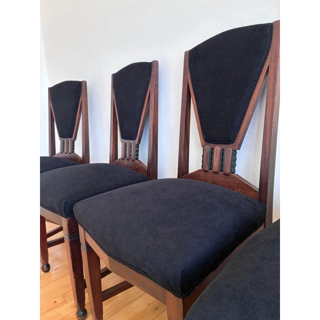 Set of 4 Dutch Art Deco Dining Chairs, Amsterdam School / Hague School Style, 1930s For Sale - Image 6 of 18