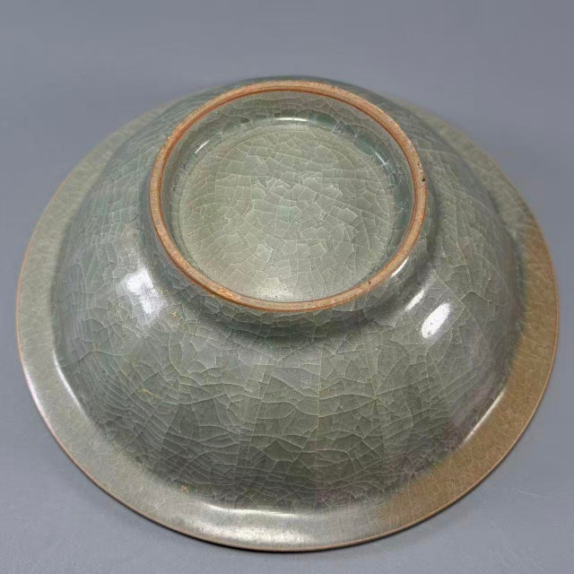Ceramic Antique Chinese Longquan Celadon Bowl With Twin Fish Relief For Sale - Image 7 of 7