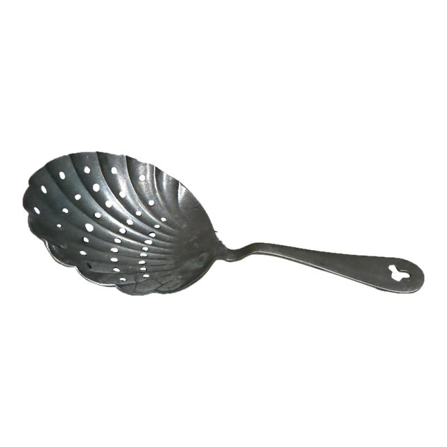 Antique Silver Strainer Slotted Spoon For Sale