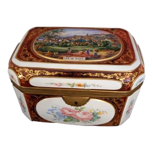 Mid 19th Century Antique Moser Bohemian Glass Ruby Overlay Jewel Box