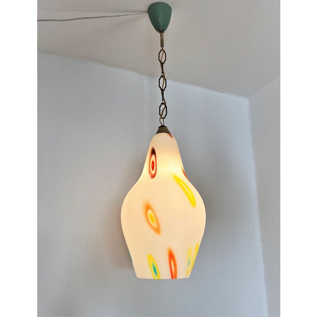 Italian Murano Glass Pendant Lights with Colorful Murrine, 1970s, Set of 2 For Sale - Image 12 of 18