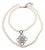 Chanel Silver Argyle Crystal Pendant 2 Strand Pearl Necklace For Sale