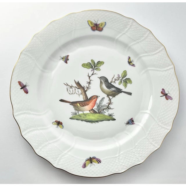1980s 1980s Herend “Rothschild Bird” Set of 4 Bone China Dinner Plates For Sale - Image 5 of 8
