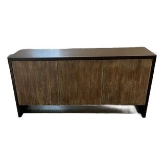 Cerused Wood Cabinet – Modern Textured Sideboard With Sculptural Grain & Dark Frame For Sale