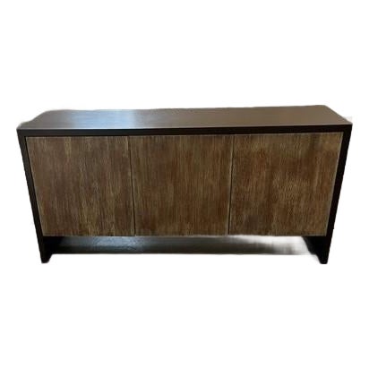 Cerused Wood Cabinet – Modern Textured Sideboard With Sculptural Grain & Dark Frame For Sale
