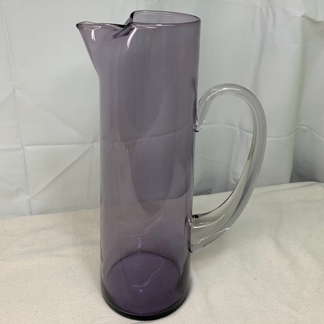 1960s Mid Century Modern Purple Glass Cocktail Pitcher For Sale - Image 4 of 5