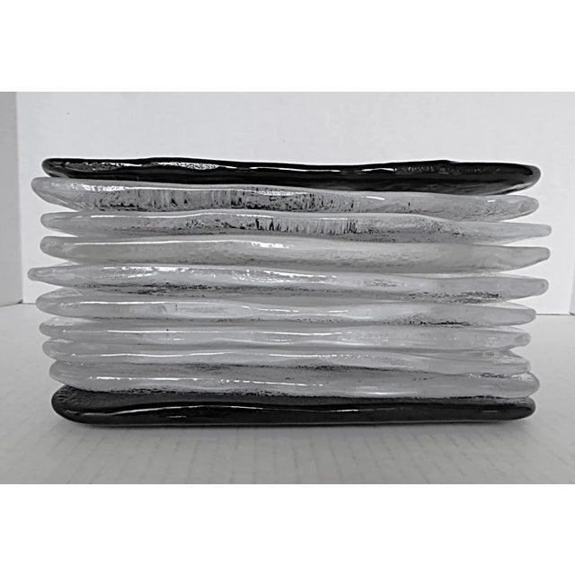 1970s Vintage Sukiya Pattern by Sugahara Square Textured Solid Glass Dishes, Made in Japan- Set of 14 For Sale In Miami - Image 6 of 12