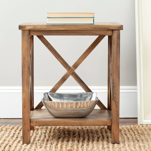 Cross Back End Table in Oak For Sale - Image 4 of 5