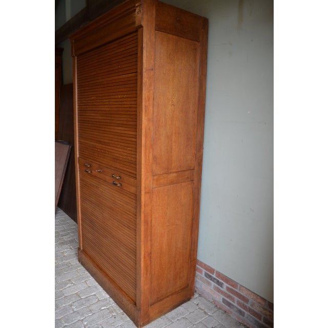 Wood Large Filing Cabinet in Oak For Sale - Image 7 of 10
