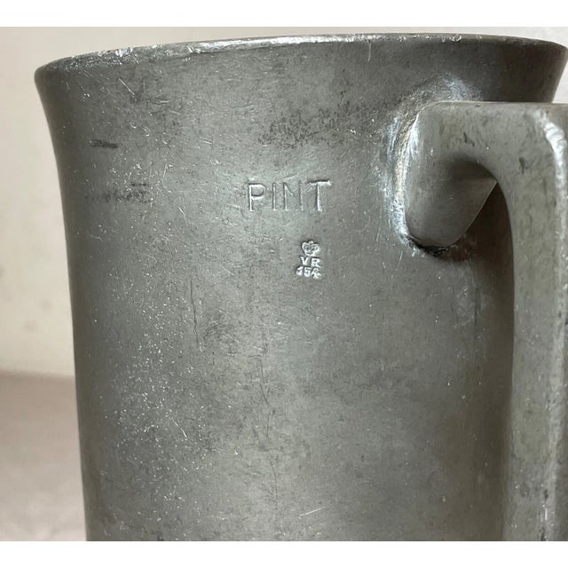 Metal Rare Antique 18th Century Handmade Pewter Beer Mug Stein Early Touch Mark 1700's For Sale - Image 7 of 9