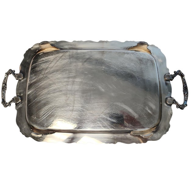 Art Deco Early 20th Century Oneida Silverplate Brookline Butler's Serving Tray For Sale - Image 3 of 4