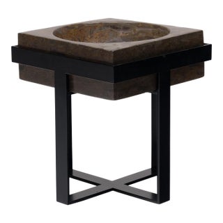 Chinese Puddingstone Basin Side Table For Sale