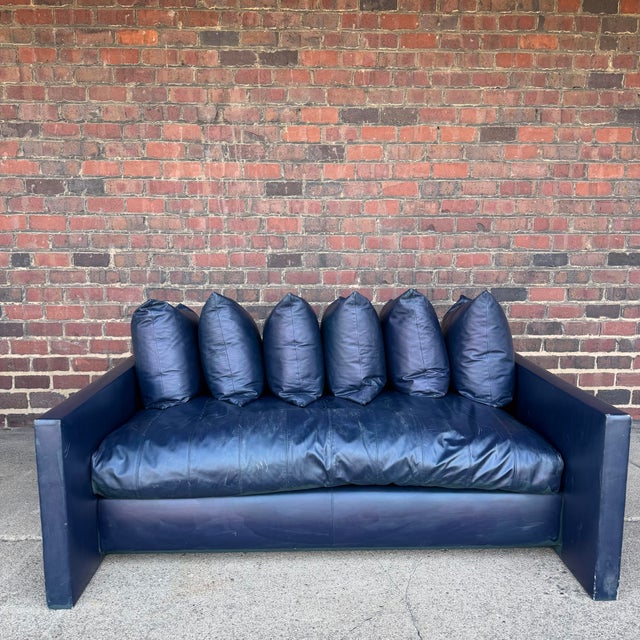 Contemporary Joseph D’Urso for Knoll Leather Even Arm Sofa Loveseat – Overscale For Sale - Image 3 of 12