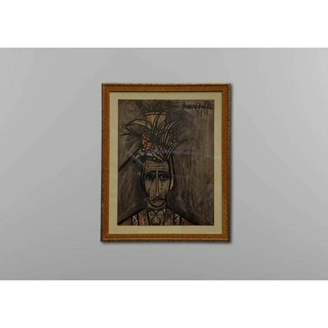 Bernard Buffet, Portrait, 1950, Artwork on Paper, in Very Good conditions. Designed 1950 to 1959 This piece has an...