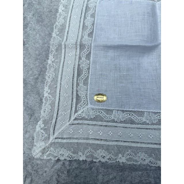 Pure Linen Imported French Lace Handkerchief- A Matching Pair For Sale - Image 6 of 9