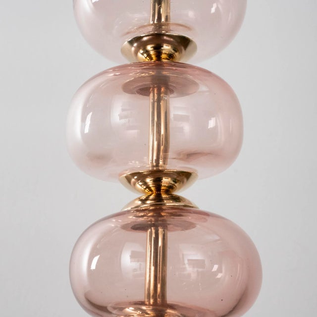 Glass Clear Murano Glass Table Lamp with Pink Balls, Italy For Sale - Image 7 of 11
