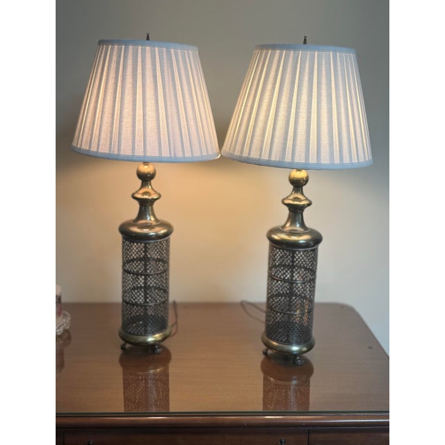 Vintage Moroccan Pierced Metal Table Lamps - a Pair For Sale - Image 10 of 10