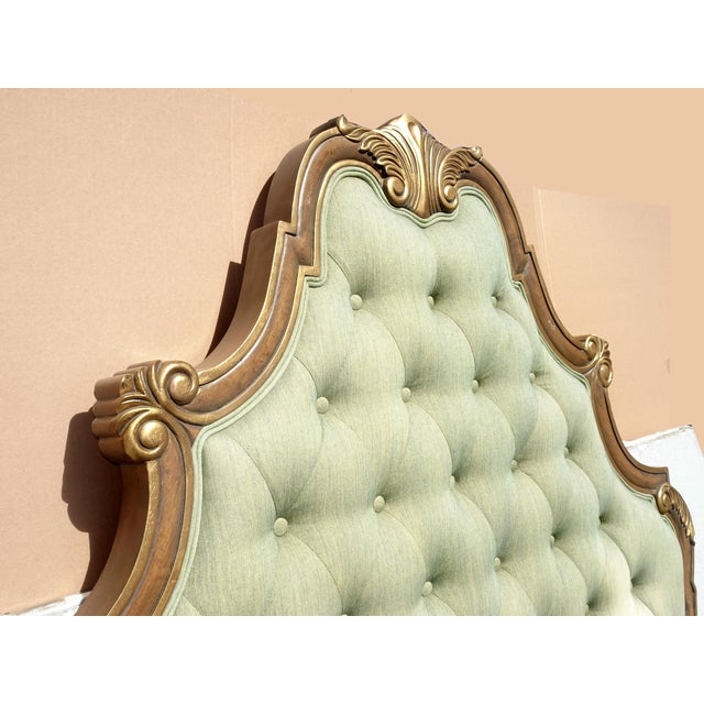 Headboard ~ French Provincial Louis XVI Style Green Tufted Full Queen Headboard For Sale - Image 4 of 15