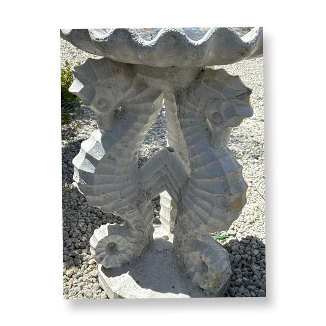 Italian Vintage Italian Stone See Horse Birdbath For Sale - Image 3 of 4