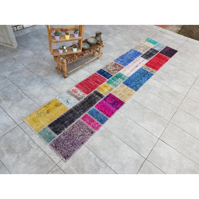 Turkish 1960s Anatolian Floral Kitchen Decor Runner For Sale - Image 3 of 10