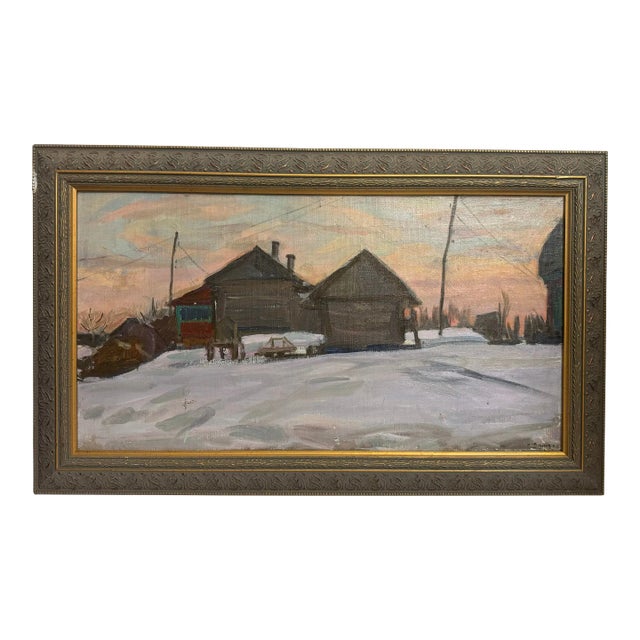 Dmitriev, Ruald, "In the Village," Russian Painting, 1960 For Sale