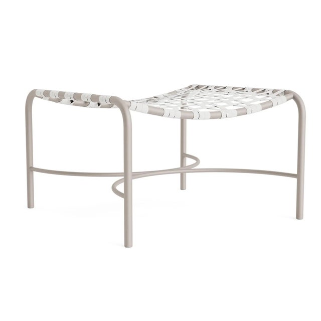 Brown Jordan Kantan Aluminum Suncloth Ottoman, Dove frame with White fabric For Sale - Image 12 of 12