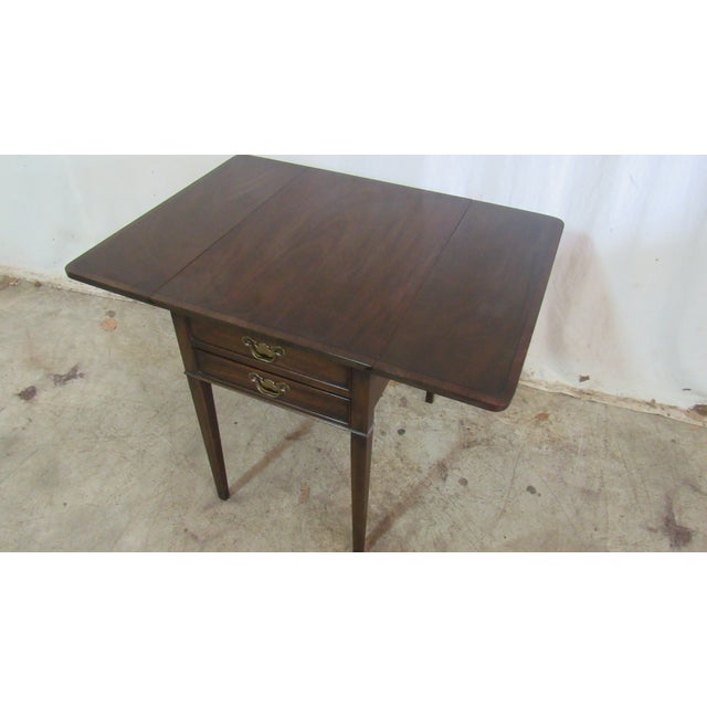 Henkel Harris 1980s Henkel Harris Black Cherry Drop-Leaf Side Table For Sale - Image 4 of 9