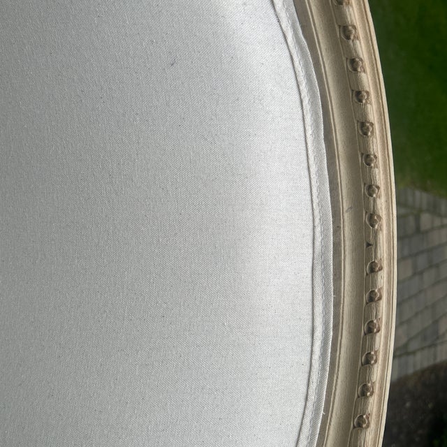 Beige Large 19th Century Louis XVI Stripped Bleached Carved Upholstered Arm Chair For Sale - Image 8 of 9