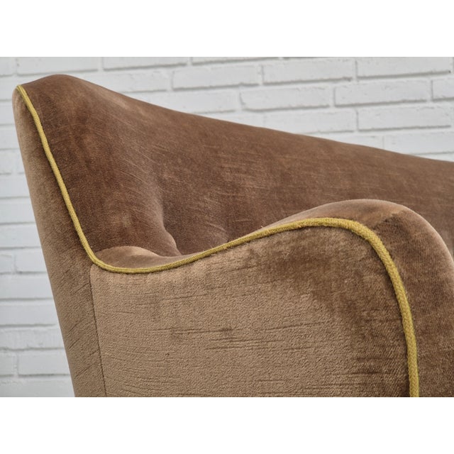 1960s Danish 2-Seater Sofa in Velour & Beech, 1960s For Sale - Image 5 of 18