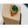 6 Carat Elongated Oval Emerald Cabochon 14 Karat Rose Gold Cocktail Ring Vintage For Sale - Image 16 of 18
