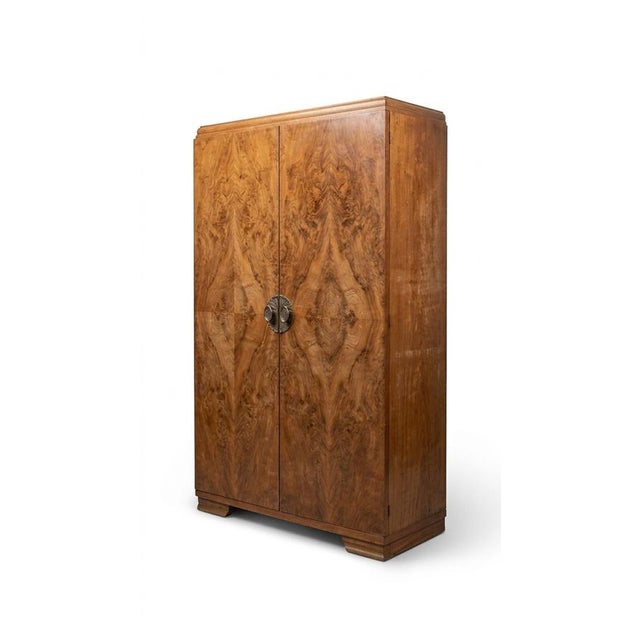 Vintage Art Deco Wardrobe Cabinet in Burl Walnut, 1930s For Sale - Image 4 of 4