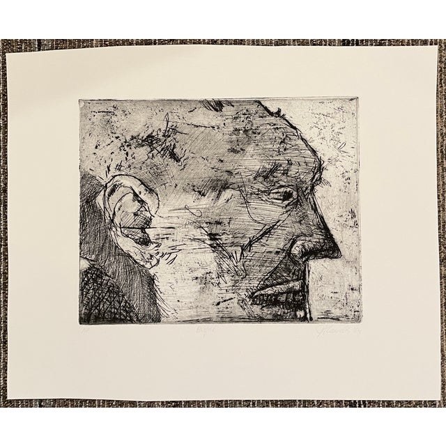 1980s 1984 Jon Fasanelli Cawelti Profile Portrait Etching For Sale - Image 5 of 6