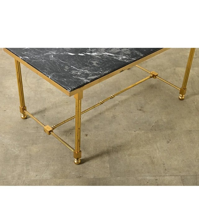 Mid 20th Century French Midcentury Black Marble and Brass Coffee Table For Sale In Baton Rouge - Image 6 of 10