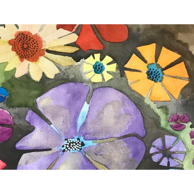 Vintage Mid Century Watercolor Abstract of Flowers For Sale In New York - Image 6 of 7