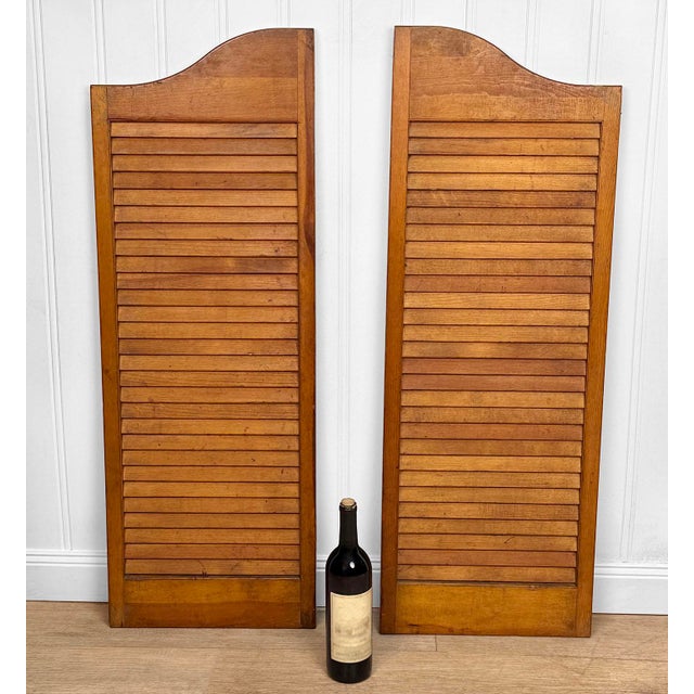 A Pair of Western Louvered Pine Saloon Doors, c.1970's - Matching Pair of 1970's Solid Pine Saloon Doors - Attractive...