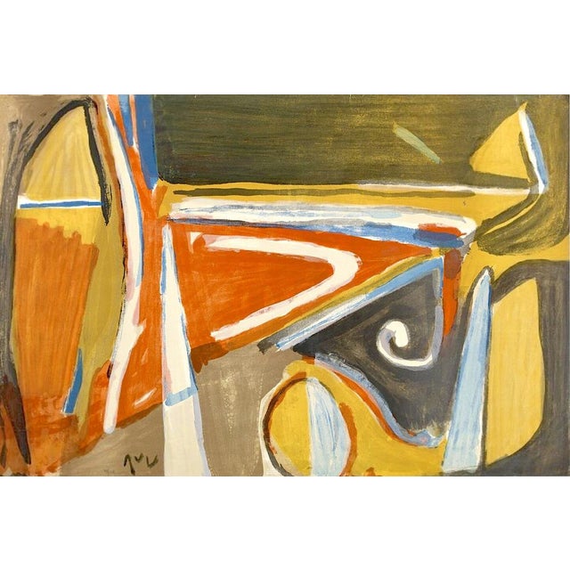 Bram van velde buried original lithograph on arches paper in 9 colors, produced in 1980, signed and numbered 65 x 96cm...