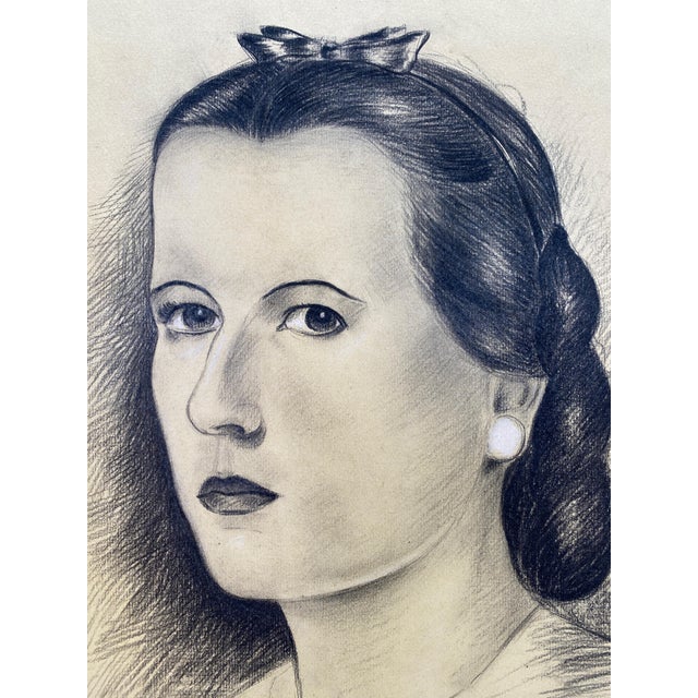 1940's Charcoal Portrait Drawing by German Artist Erich Puchta Chairish