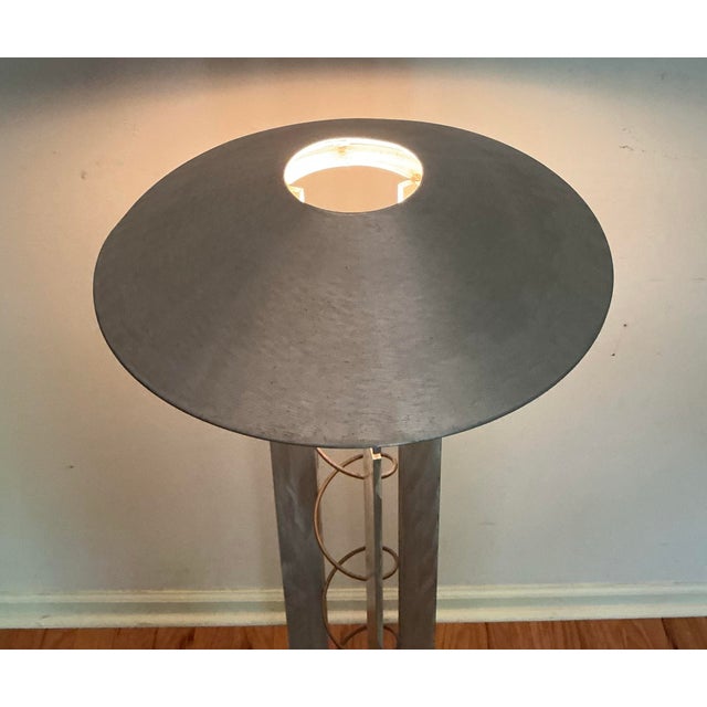 Metal Memphis Style Robert Sonneman Brushed Aluminum Floor Lamp for George Kovacs, Usa 1988 For Sale - Image 7 of 12