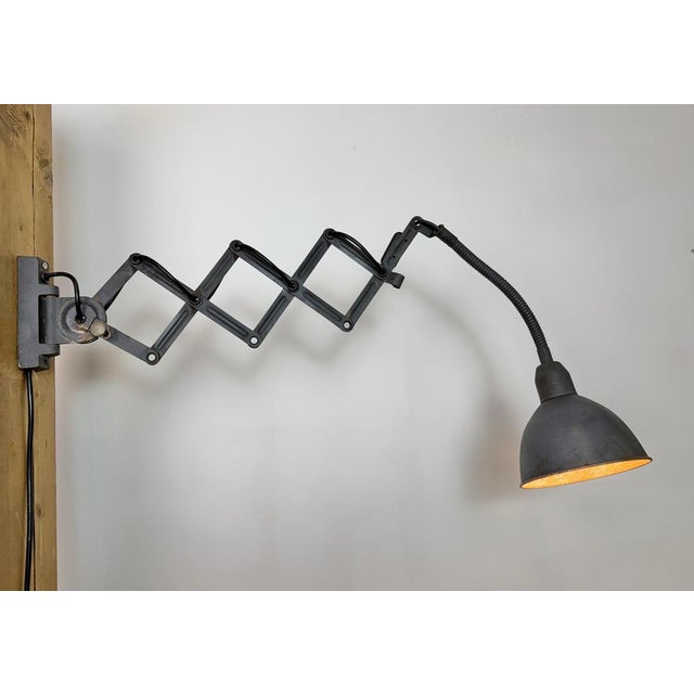 Grey Industrial Gooseneck Scissor Wall Lamp from Elektroinstala, 1960s For Sale - Image 17 of 18