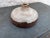 Cream and brown glaze low ceramic potter vase design by Alvino Bagni for Raymor. The vase retains its original sticker.