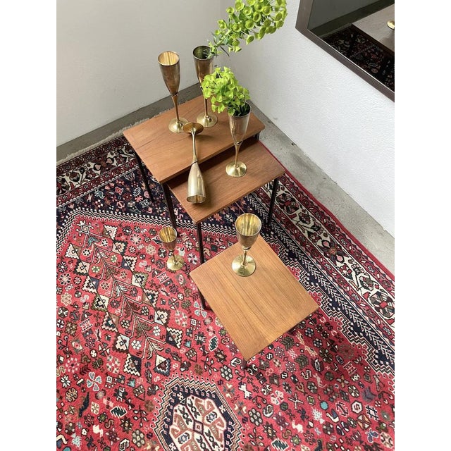 Brown Modernist Teak Nesting Tables, 1950s, Set of 3 For Sale - Image 8 of 18