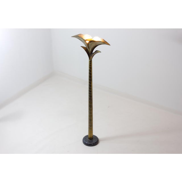 Gold Brass Palm Floor Lamp from Henri Fernandez, 1970s For Sale - Image 8 of 10